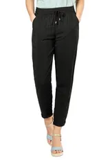 SUBLEVEL Damen Stoffhose mit Bindegürtel - Leichte Viskose Sommerhose – Bild 1