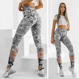 Leggings Sporthose Trainingshose Leggins Bunt Slim Fit Damen Mix BOLF Aufdruck – Bild 1