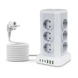 12 Fach Steckdosenleiste Tower 6 USB EU Mehrfachsteckdose Überspannungsschutz – Bild 5