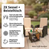 Gartenset 2 Sessel und Tisch Polyrattan Sitzgarnitur Gartenmöbel Lounge Braun – Bild 11