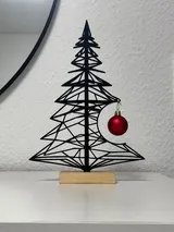 Moderner Weihnachtsbaum Skulptur | 3D Druck Deko Figur mit roter Kugel | Modern – Bild 1