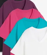 3 Damen Shirt V-Ausschnitt 1x weiß  2x schwarz 100% Baumwolle Gr. 36 - 58 neu 09 – Bild 5