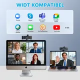 Webcam mit Mikrofon USB Full HD 1080p 30fps Webkamera 360°Drehung für PC, Laptop – Bild 8