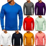 Sweatshirt Pullover Langarmshirt Men Unifarben Rundhals Sport Herren BOLF Basic – Bild 2