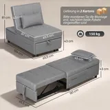 HOMCOM 4-in-1 Schlafsessel mit Bettfunktion, ausziehbares Schlafsofa, Hellgrau – Bild 4