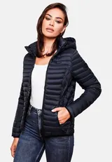 Marikoo Samtpfote Damen Jacke Steppjacke Frühling Übergangsjacke gesteppt Kapuze – Bild 3