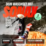 Felgenreiniger Set Quick Detailer SONAX Felgenbeast Pinsel Tuch Waschhandschuh – Bild 2