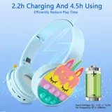 Kinder Faltbare Over Ear Kabellose Bluetooth Kopfhörer, 3D Push Pop Bubble Einhorn – Bild 5