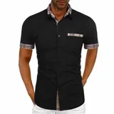 Herren T-Shirt Hemdshirt Kurzarm Blusehemd Hemden Freizeit Shirts Karierts Tops – Bild 14
