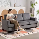 HOMCOM 3-Sitzer Sofa, Couch mit Armlehnen, Stahlbeinen, Chenille-Optik, Grau – Bild 2