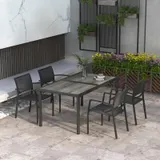 5 tlg. Sitzgruppe Gartenmöbel-Set, Gartengarnitur mit 1 Esstisch, 4 Stühlen Grau – Bild 2