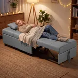 HOMCOM 4-in-1 Schlafsessel mit Bettfunktion, ausziehbares Schlafsofa, Hellgrau – Bild 9