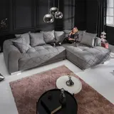 Modernes XXL Ecksofa DECADENCIA 320cm silbergrau Samt Bigsofa inkl. Kissen – Bild 1