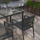 5 tlg. Sitzgruppe Gartenmöbel-Set, Gartengarnitur mit 1 Esstisch, 4 Stühlen Grau – Bild 8
