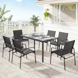 Outsunny Gartenmöbel Set Sitzgruppe Tisch mit 6 Atmungsaktiven Stühlen – Bild 2