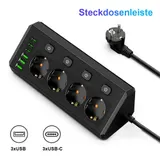Steckdosenleiste 4-Fach 3 USB 3 Typ-C Mehrfachsteckdose mit Stecker und Schalter – Bild 5