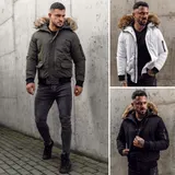 Winterjacke Jacke Mantel Wärmejacke Casual Classic Zip Winter Herren BOLF Kapuze – Bild 2