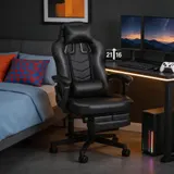 Gaming Stuhl Massage Ergonomischer Bürostuhl Drehstuhl Höhenverstellbar Schwarz – Bild 3