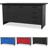 Werkbank mit Arbeitsplatte Werktisch mit 6 Schubladen 2 Schließfächer MDF Platte – Bild 3