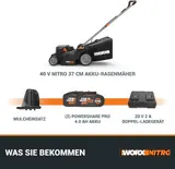 Rasenmäher Elektro 500m² WG737E, 37cm bürstenlos, 2x 4.0Ah Akkus, randnah – Bild 6