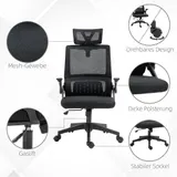 Bürostuhl Ergonomisch, Schreibtischstuhl mit Verstellbar Kopfstütze Mesh Schwarz – Bild 9