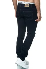 Herren Jeans Hose Regular Fit Dunkelblau Gerades Bein Stonewashed 2021 – Bild 8