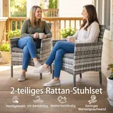 2er Set Gartenstuhl Polyrattan Gartenmöbel mit 2 Sessel Abnehmbaren Kissen – Bild 5