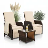 Gartenset 2 Sessel und Tisch Polyrattan Sitzgarnitur Gartenmöbel Lounge Braun – Bild 1
