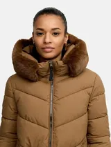 Tazzio Damen Wintermantel - Winter Mantel mit Kapuze, Chevron-Steppmantel – Bild 4