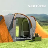 Outsunny Tunnelzelt Campingzelt für 4 Personen mit 2 Schlafzimmern Wohnbereich – Bild 6
