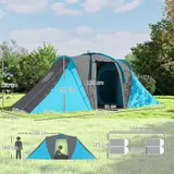Outsunny Tunnelzelt Campingzelt für 4 Personen mit 2 Schlafzimmern Wohnbereich – Bild 4