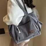 Cord Umhängetasche Damen Retro Handtasche Einfarbig Shopper Tasche Alltag – Bild 7
