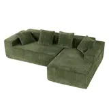 Ecksofa Wohnlandschaft mit Schlaffunktion - Cord Stoff - L-Form Couch Modulsofa – Bild 13