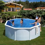 Stahlwandpool Gre GIANT Set rund 460x120cm Pool weiss Folie blau Leiter Skimmer – Bild 1