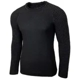 Baxboy Strickpullover Herren Two Tone Rundhals Pullover Grobstrick B-8056 – Bild 1