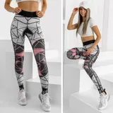 Leggings Sporthose Trainingshose Leggins Bunt Slim Fit Damen Mix BOLF Aufdruck – Bild 1