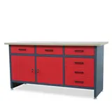 Werkbank mit Arbeitsplatte Werktisch mit 6 Schubladen 2 Schließfächer MDF Platte – Bild 1