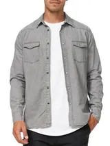 Indicode Herren Langarmhemd Mike-Hemd Jeanshemd Denim Freizeithemd Männerhemd – Bild 2