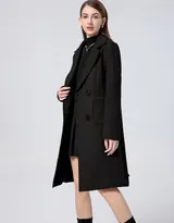 Damen Wintermantel aus Wollmischung mit Reverskragen Knopfverschluss Schwarz XL – Bild 5