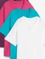 3 Damen Shirt V-Ausschnitt 1x weiß  2x schwarz 100% Baumwolle Gr. 36 - 58 neu 09 – Bild 12