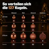 Weihnachtskugeln 128-teilig Set in Box Christbaumkugeln Weihnachtsschmuck Deko – Bild 12