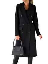 Damen Mantel Trenchcoat Wintermantel Übergangs zweireihig Jacke Parka Lang DE – Bild 9
