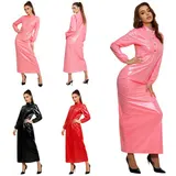 DE iEFiEL Damen Langarm Nachtkleid Metallic Kleid Wasserdichte Pyjamas  – Bild 9