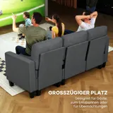 Ecksofa mit Schlaffunktion 3-Sitzer Sofa und Bettkasten, Leinenoptik Dunkelgrau – Bild 5