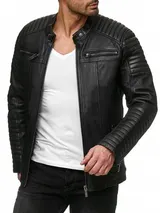 Redbridge Herren Jacke Kunst- Lederjacke Bikerjacke Übergangsjacke Schwarz M6013 – Bild 1