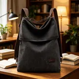 Damen Rucksack Canvas Handtasche Umhängetasche Schultertasche Vintage – Bild 1