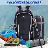 40 L Rucksack Faltbar Wanderrucksack Ultraleicht Camping Tagesrucksack Schwarz – Bild 6