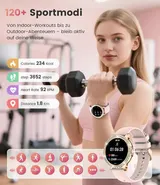 Smartwatch Damen Gold Telefonfunktion Fitnessuhr 100 Sportmodi SpO2 Android iOS – Bild 3