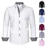 Herren Kariertes Hemd Businesshemd Freizeit Shirt Langarm Freizeithemd Slim Fit – Bild 3