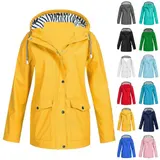 Regenjacke Damen Wasserdicht Regenmantel Übergangsjacke Kapuze Outdoor Jacke – Bild 6